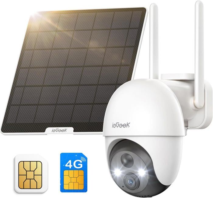 IeGeek 4G Caméra Exterieur Sans Fil Solaire,Camera De Surveillance Sans