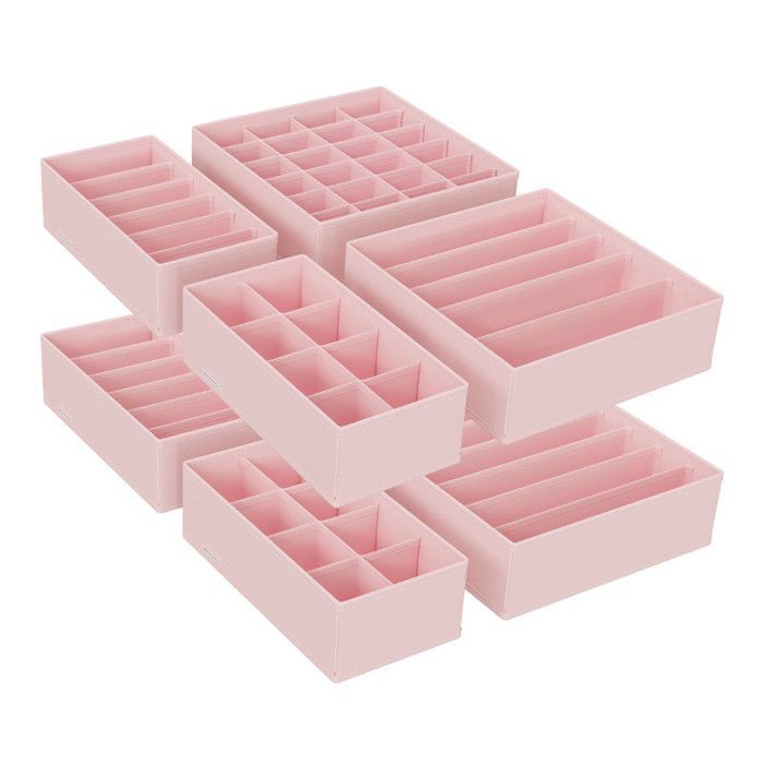 Lot de 8 Séparateurs de Tiroirs Organiseur de Sous-vêtements Pliables pour Soutiens-gorge Culottes Chaussettes et Cravates Rose Lot de 8 Séparateurs de Tiroirs Organiseur de Sous-vêtements Pliables pour Soutiens-gorge Culottes Chaussettes et Cravates Rose