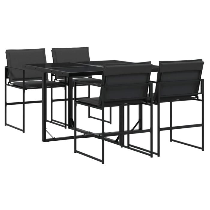 Bonne qualité - Salon dextérieuris Ensemble à manger de jardin avec coussins 5 pcs - 4 chaises de jardin avec table - noir