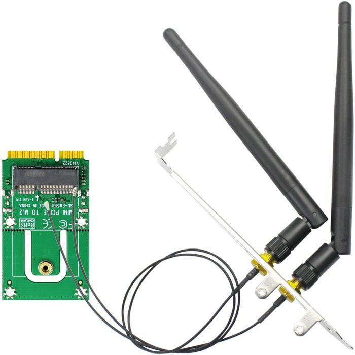 WA03 M.2 Key E to Mini PCIe WiFi Adapter for M.2 WiFi 4/5/6/6e/7 Module ...