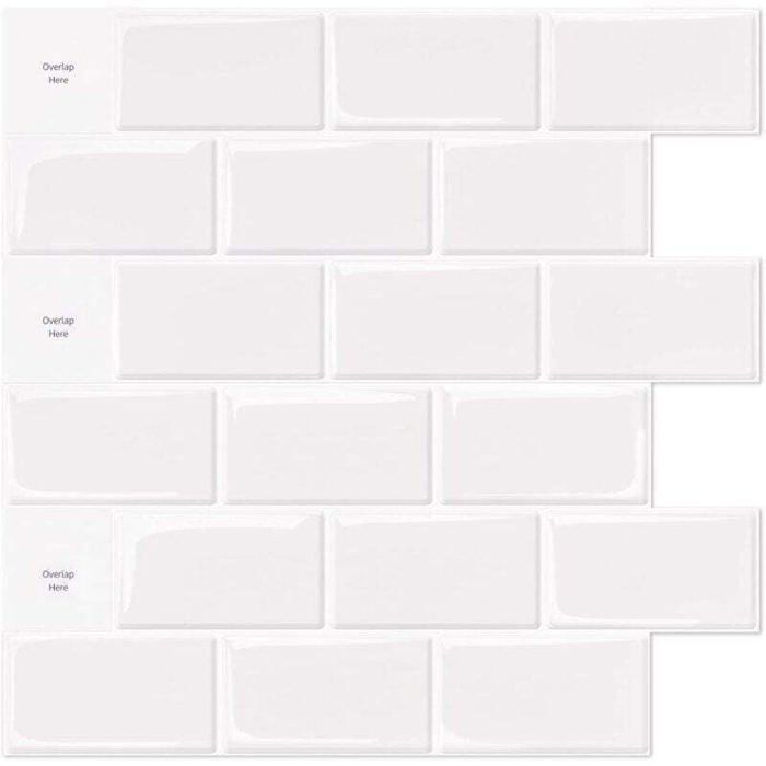 Lot de 10 PiècesCarrelage Autocollant Métro BlancCrédence Adhésive Cuisine Salle de bainsPapier Adhesif en Vinyle 3d Brique30x3