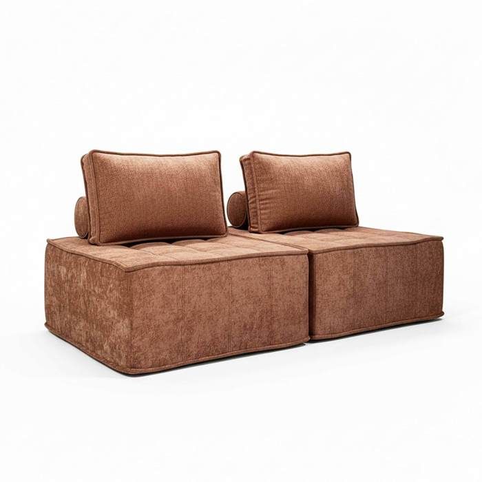 Lot de 2 fauteuils en tissu pour canapé modulable coussin terracotta Tiby Oviala Lot de 2 fauteuils en tissu pour canapé modulable coussin terracotta Tiby Oviala