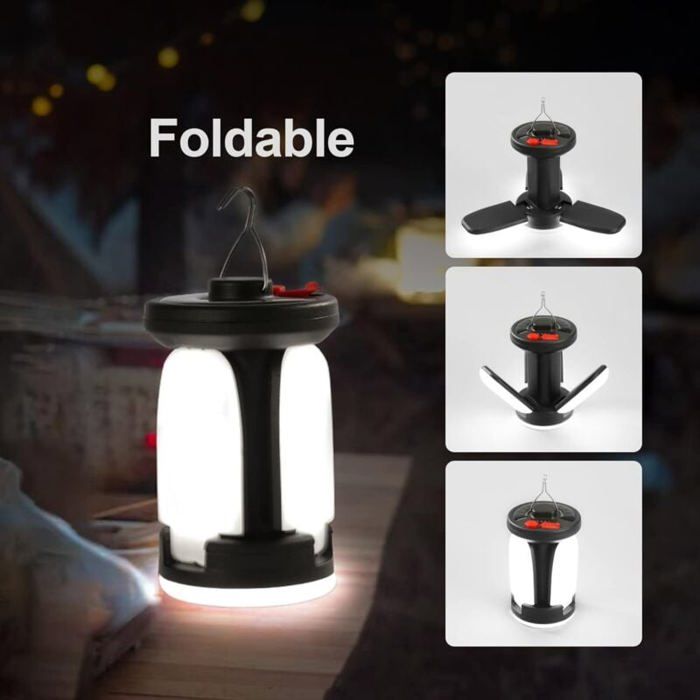 Lampe Camping Solaire Rechargeable 1000LM 4500mAh Power Bank 6 Modes Pliable A+++ Label