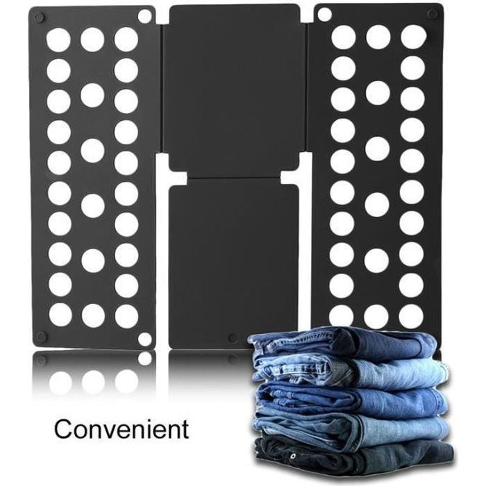Planche à plier vêtements - 40x16 cm - Noir - Facile à utiliser - Largeur réglable - Adapté aux chemises et pantalons