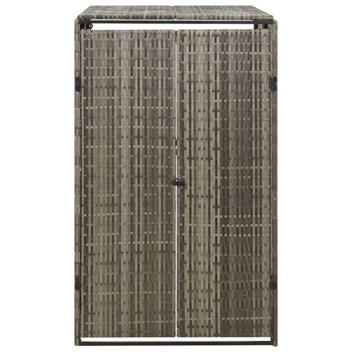 Abri pour poubelle en résine tressée - WIENS - Gris - 70x80x117 cm - Résine tressée - Acier enduit de poudre