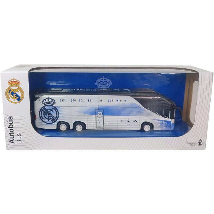 Bus d’équipe miniature sous licence officielle - Bus officiel L 2025/2026 - Bleu - Portes fonctionnelles - Roues roulantes