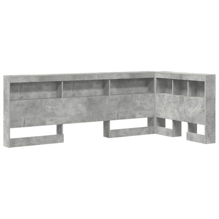 Tête de lit avec rangement - vidaXL - Gris béton - Bois dingénierie - 1075x2075x765 cm - Design moderne