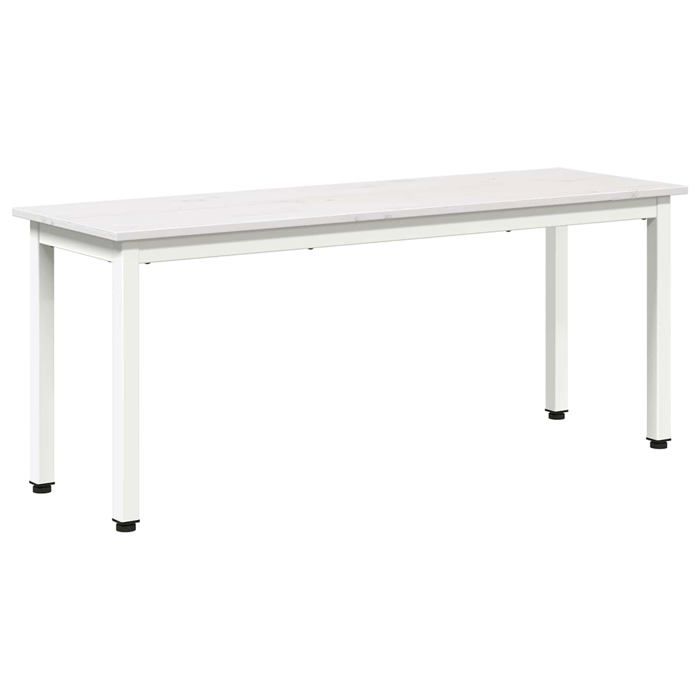 Banc moderne en bois de pin - vidaXL - Blanc - 110x35x45 cm - Bois de pin massif - Pieds en métal - Poids maximal 120 kg
