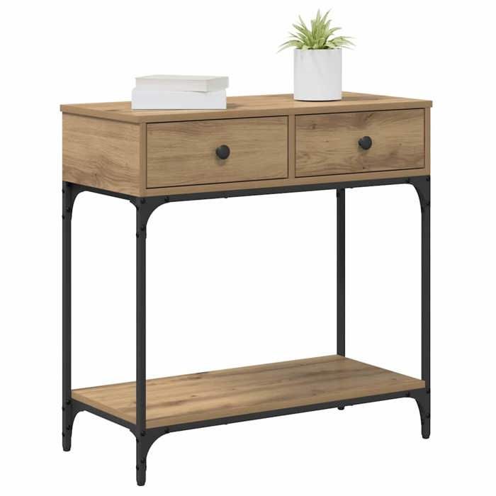 Sarazyj®Console Meuble - Marron Table console Table dappoint support 20 kg avec tiroir - chêne artisanal - 75 x 34 5 x 75 cm - 7