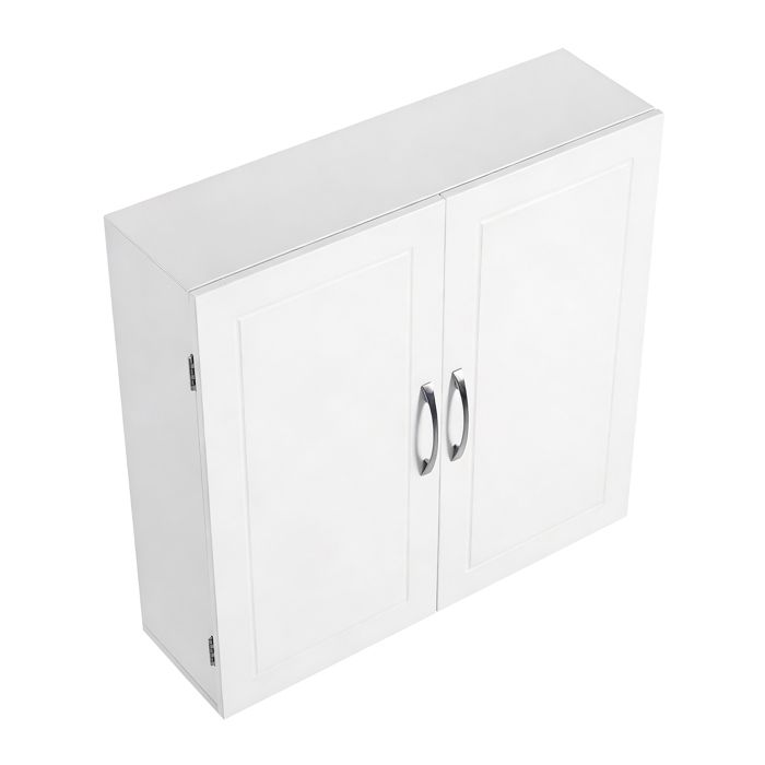 Placard de Rangement Mural Étagères Réglables Armoire à Pharmacie pour Salle de Bain 60 x 60 x 18 cm Blanc