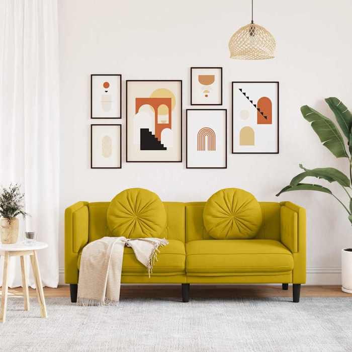 Jaune SOFA - PHSH - Canapé avec coussins 2 places - contemporain - jaune velours C1924