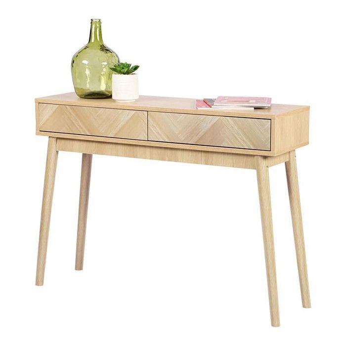 Console 2 tiroirs bois clair - Style scandinave - Meuble dentrée