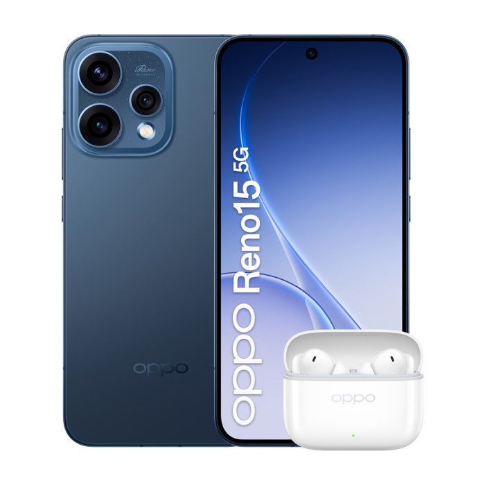 OPPO Reno15 5G Smartphone 8GB RAM 512GB Display 6.59 AMOLED 120Hz Tripla Camera 50+50+8MP Batteria 6500mAh Twilight Black
