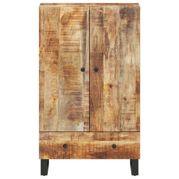 (10108)Meuble rangement - Buffet haut - contemporain - avec tiroir 60x33x100cm bois massif manguier et fer poid:26 kg