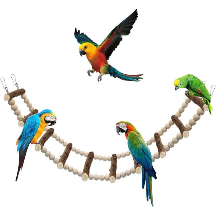 Jouets pour Oiseaux échelles en Bois Jouets pour perruches Accessoires de Cage à Oiseaux (échelle 10 Sections 64 cm)