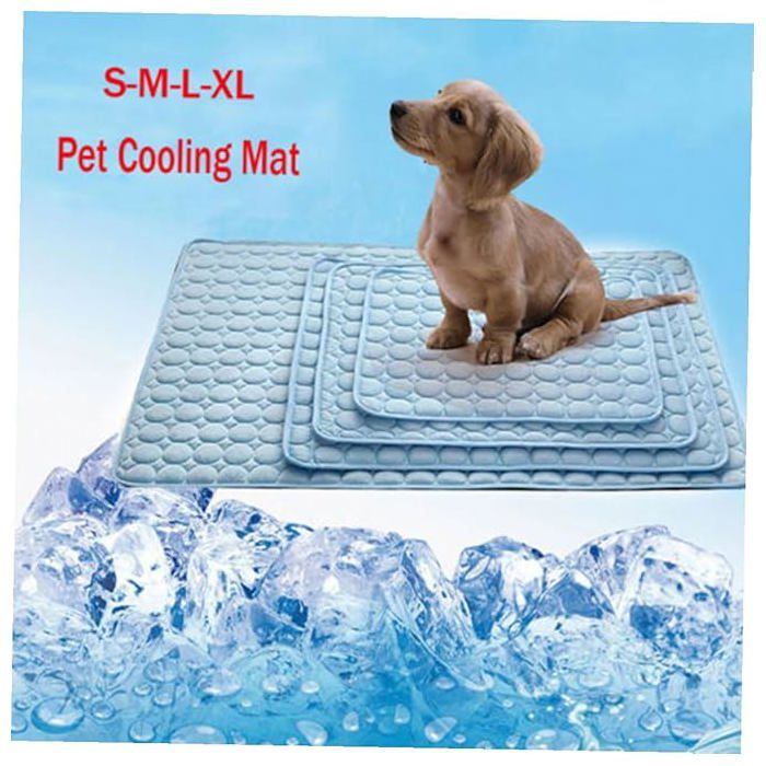 Tapis rafraîchissant pour animaux – Coussin de couchage estival pour chiens – Bleu 70 x 56 cm – Couverture respirante et auto-rafraî