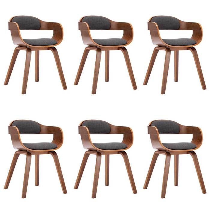 Maison Exclusive - Chaises à manger lot de 6 gris foncé tissu et bois courbé