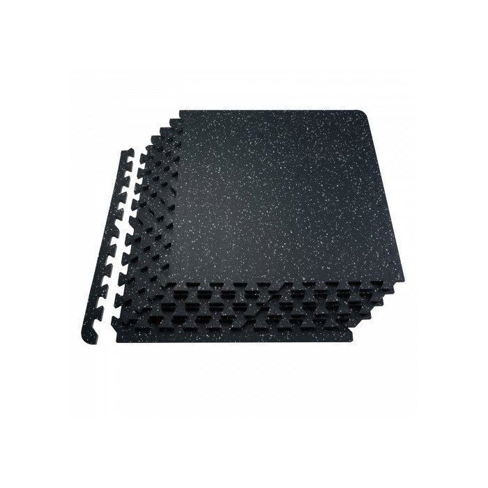 Tapis Puzzle de Gym 6PCs Dalles EVA 61x61 cm Épaisseur 14 mm Couverture 2 2 m² Noir et Blanc Sol Maison et Salle de Sport