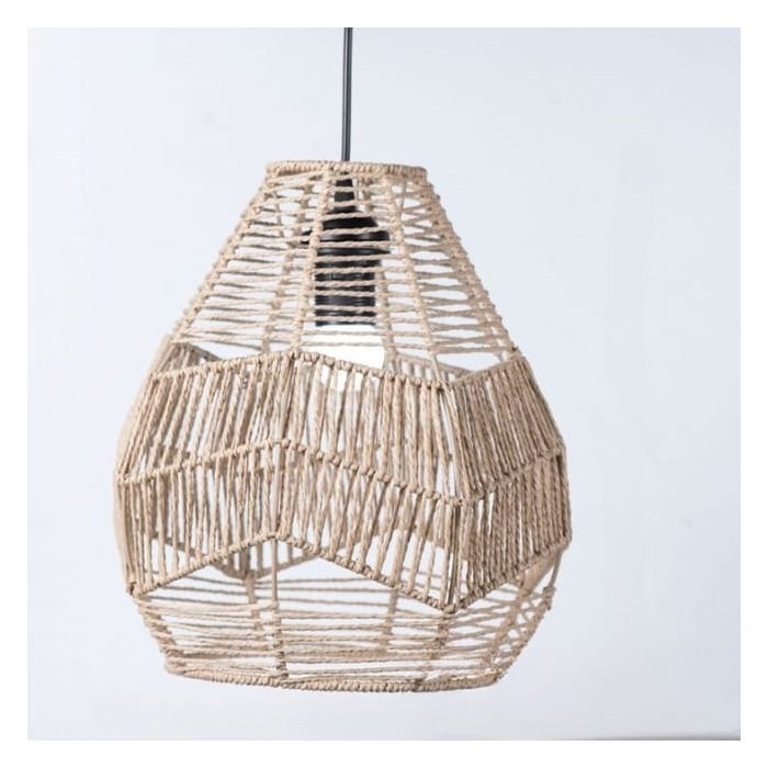 Suspension luminaire en imitation rotin jaune 29x30cm pour décoration restaurant salon auberge style chinois lampe plafond moderne