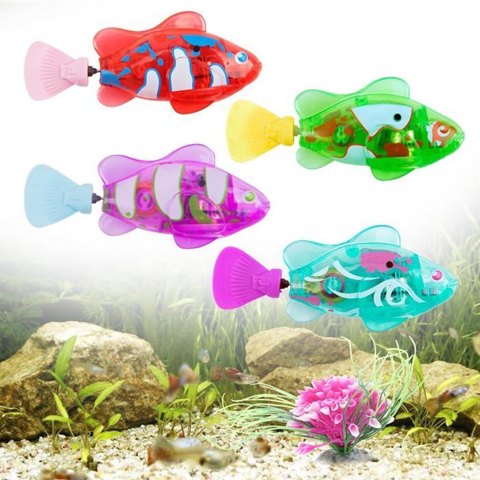 Set De 4 Poissons Robots Lumineux Interactifs Flottants Pour Chat Et Enfant – Fonctionne Sur Piles – Dimensions 7 8 X 2 X 3 5 Cm