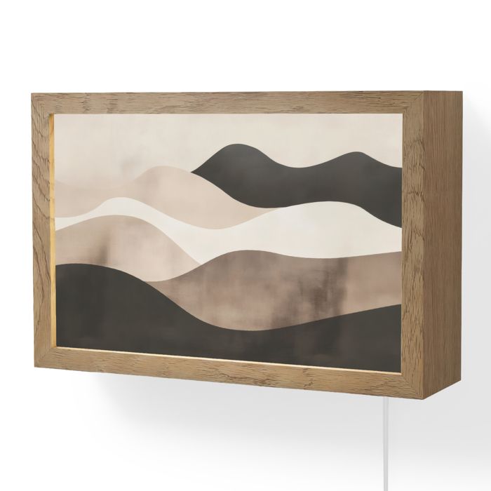 Applique Murale LED - Lampe de Chevet Murale Design - Motif Abstrait - Paysage - Vagues - 30x20 cm Couleur Grisbraun - OnlyWow