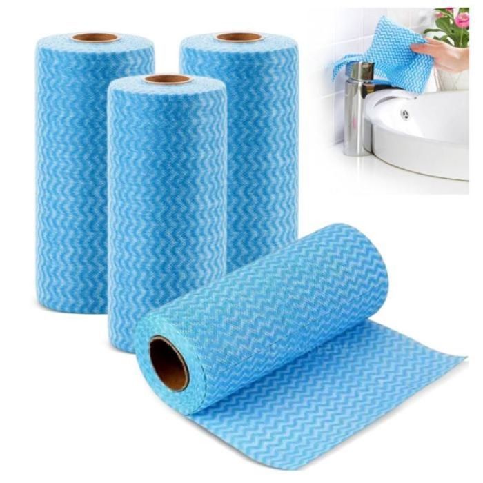 Éponges humides en 4 rouleaux réutilisables en tissu non tissé polyvalentes adaptées au salon à la cuisine LINGETTE NETTOYANTE