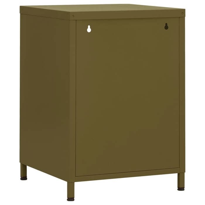 Cabinet de Lit Moderne Vert Table de chevet/nuit avec rangement Vert olive 35x35x51 cm Acier CC2485