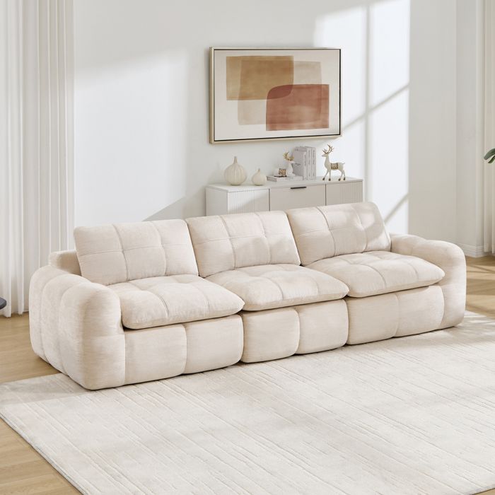 Canapé modulable Compressé dangle 3 places-Canapé lit convertible droitmousse haute densité 32DBeige