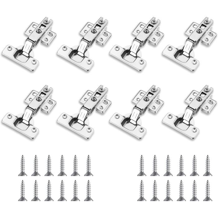 8Pcs Charnière Invisible Porte Placard Porte Cuisine Complètement Recouvrante Charnières Pliables 105°Pour Porte Lourde Incl[AT51]