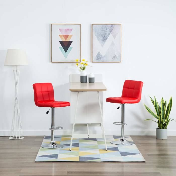 Lemon Tabourets de bar 2 pcs rouge similicuir Pieds robustes et résistants @4717