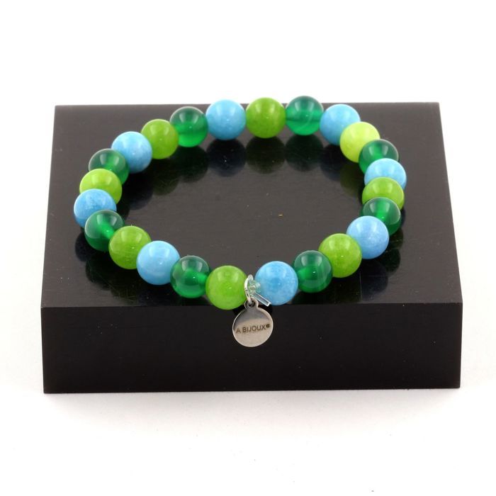 Bracelet Perles En Agate Verte 8 Mm - Fabriqué En France, Neuf Avec étiquettes, Marque A Bijoux