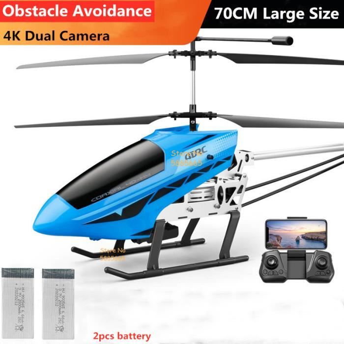 Hélicoptère RC U12 Pour Enfants - Avec LED, Décollage 1 Touche, Maintien Altitude - 2 Batteries, Télécommande 2.4GHz - Bleu
