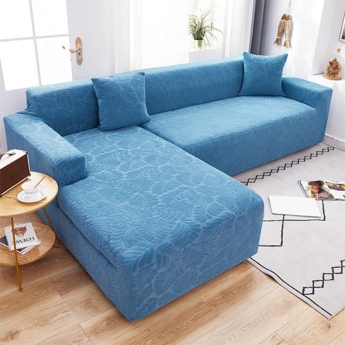 Housse De Canapé D'angle En L Ou U - Jacquard Crème, Soft Touch, Lavable
