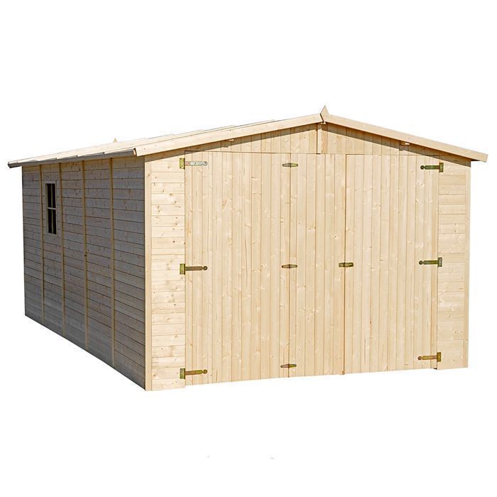 Garage en bois / hangar 15 m² TIMBELA - 516 x 324 cm - Pin / épicéa - Construction de Panneaux - M101