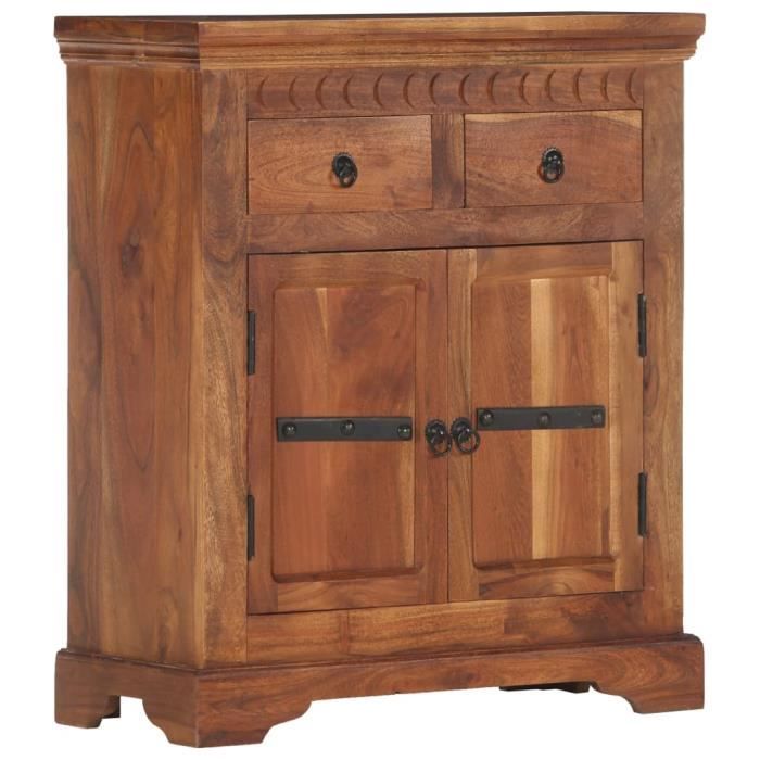 Buffet bas - FIHERO - Bois dacacia massif - 2 portes et 2 tiroirs - Finition laquée