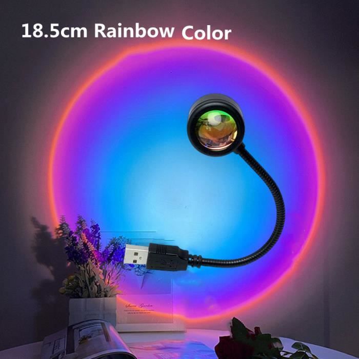 Objets lumineux déco,Mini veilleuse LED arc-en-ciel USB,budgétaire  rouge,lampe de projection solaire,chambre à - 185mm Rainbow Color -  Cdiscount Maison