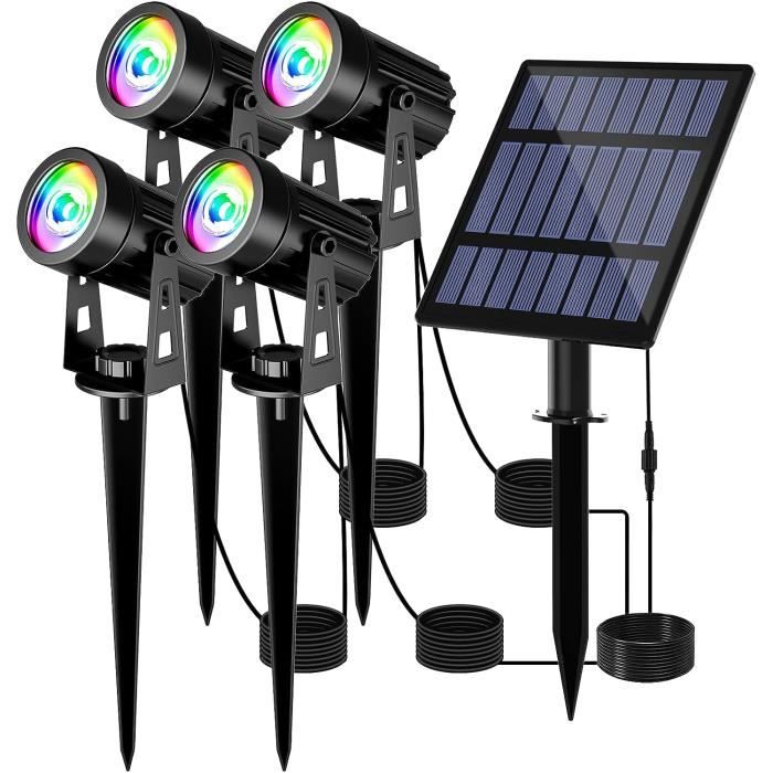 Spot Solaire Extérieur NATPOW - 4 En 1 IP65 - 3000K - 2 Modes - Pour Jardin Et Allée
