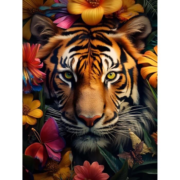 5D Diamond Painting Animaux, Kit De Peinture Diamant Complet Tigre