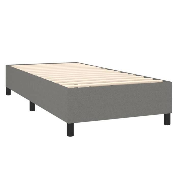 Sommier a lattes sur pieds cadre de lit 90x190 cm tissu gris fonce TDL0207104 Sommier a lattes sur pieds cadre de lit 90x190 cm tissu gris fonce TDL0207104