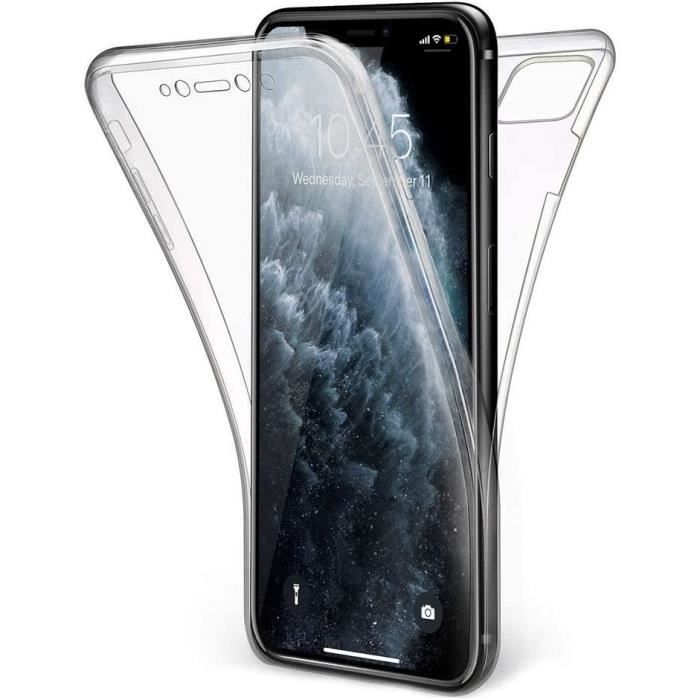 Coque 360 Transparente Antichoc Silicone Pour IPhone 11 Pro Max, 12, 13, Xs, Xr, 7/8 - Neuf Avec Housse