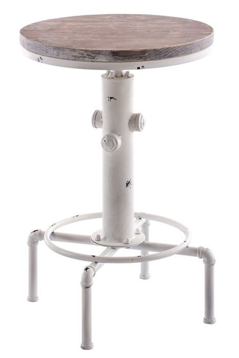 table haute table de bar style industriel hauteur réglable blanc vieilli - décoshop26 - tab10015 - blanc - métal