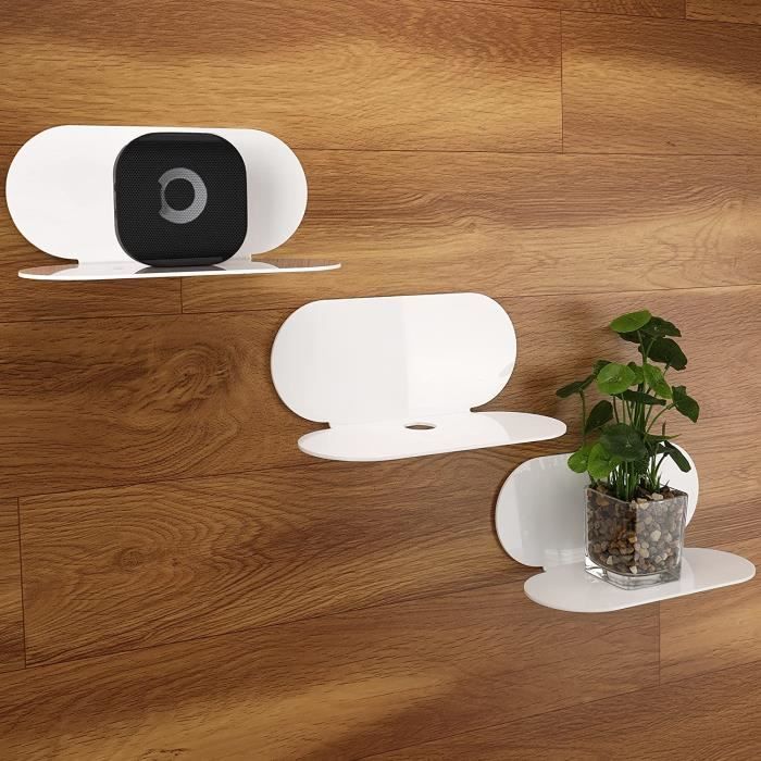 Lot De 4 Étagères Murales Flottantes Blanches Invisibles - Étagère Murale Minimaliste Pour Livres, Déco, Chambre, Salon, Bureau
