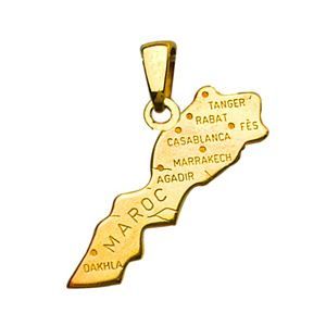 Pendentif Carte Du Maroc En Or Laminé - 30 Mm, Unisexe, Neuf Avec étiquettes