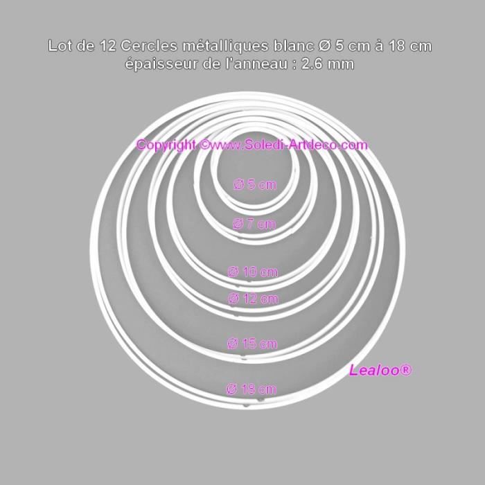 Cochonnet Petanque Lumineux 6 Cercles Métal Blanc 35-60cm - Pour Attrape- Rêves, Abat-Jour, DIY - Anneaux Époxy Cercle De Petanque