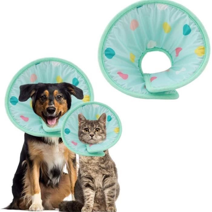 Collerette pour Chien Collerette Chat Chaton Col Réglable Animaux Cône Buster Colliers pour Chiens Chiens De Protection Col L