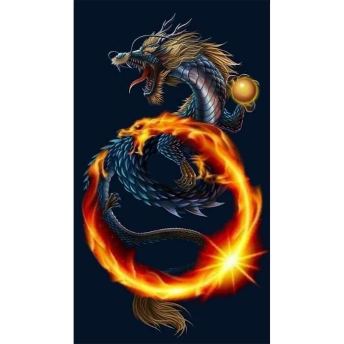 QENSPE Peinture Diamant 5D Adulte, Dragon Diamond Painting Complet, Diamant Dessin Dragon Colorée Kits, Diamant Point De Croix Peinture Strass Broderie Pour Murale Décoration 30x40cm