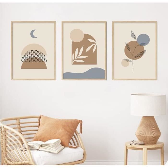 Set De 3 Affiches Murales Abstraites Boho - Motifs Botaniques Géométriques, 15x20 Cm - Décoration Salon, Chambre, SDB