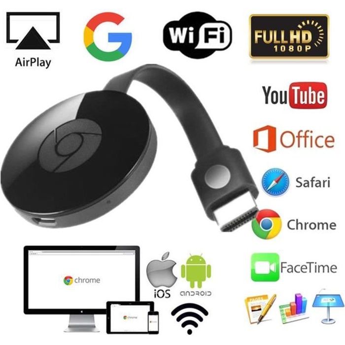 CHROMECAST BY GOOGLE WIFI DISPLAY (Wifi Affichage Récepteur