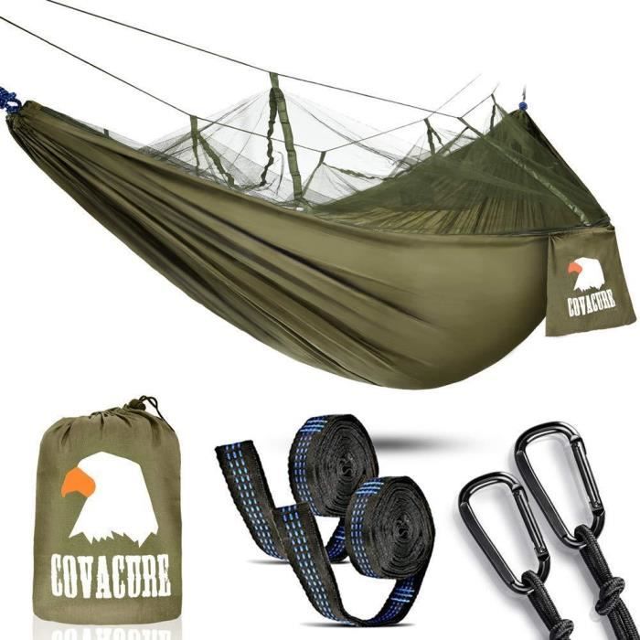 2 Sangles D'arbres Carabiners Cord COVACURE Camping Hamac Set avec Moustiquaire 