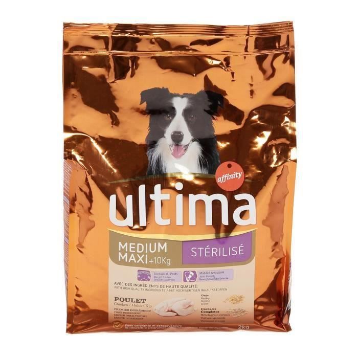 ULTIMA Croquettes Médium Maxi Stérilisé Pour chien 3 x 2 kg